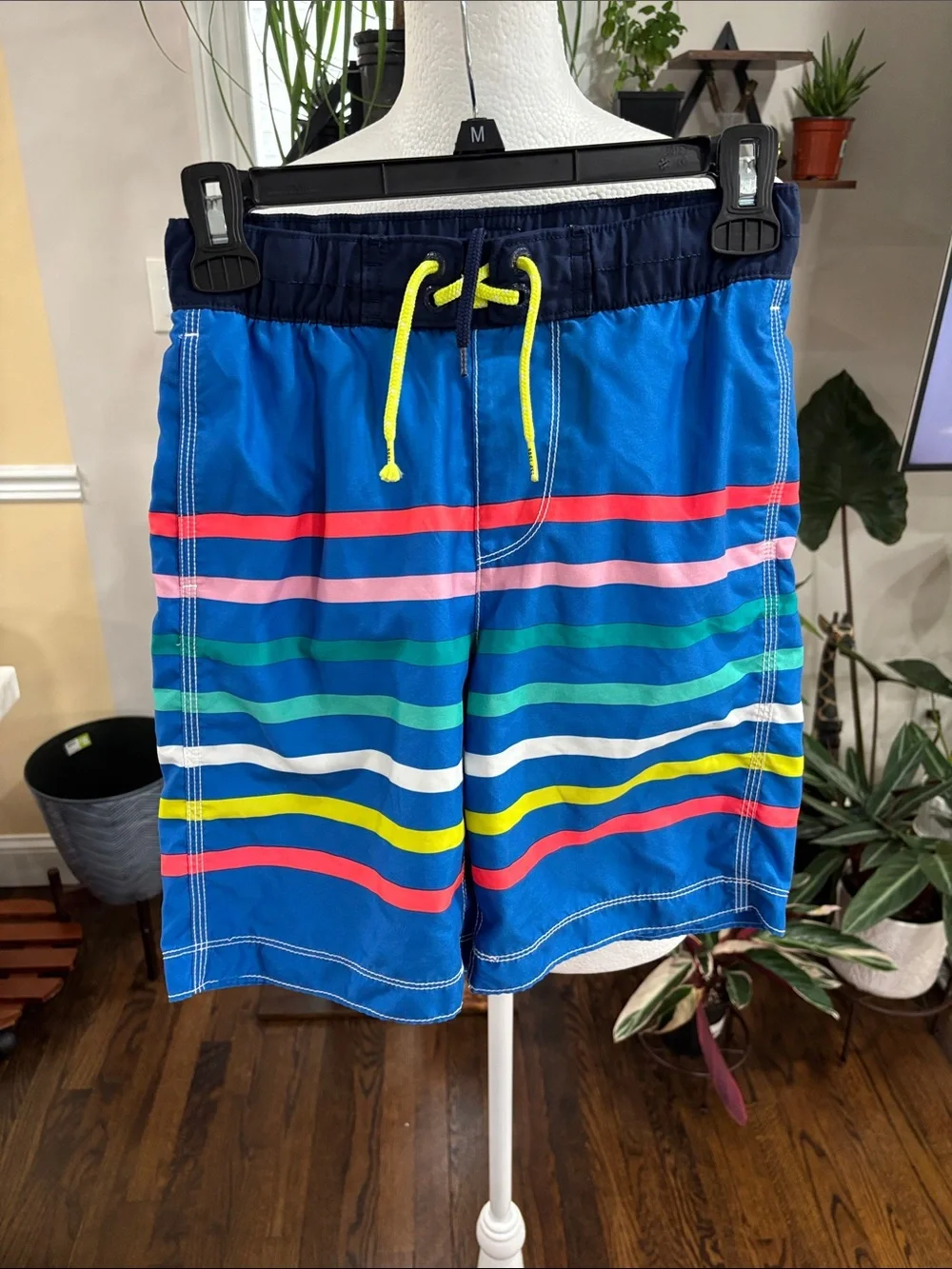 Gap Boys Blue Striped Swim Trunks size M